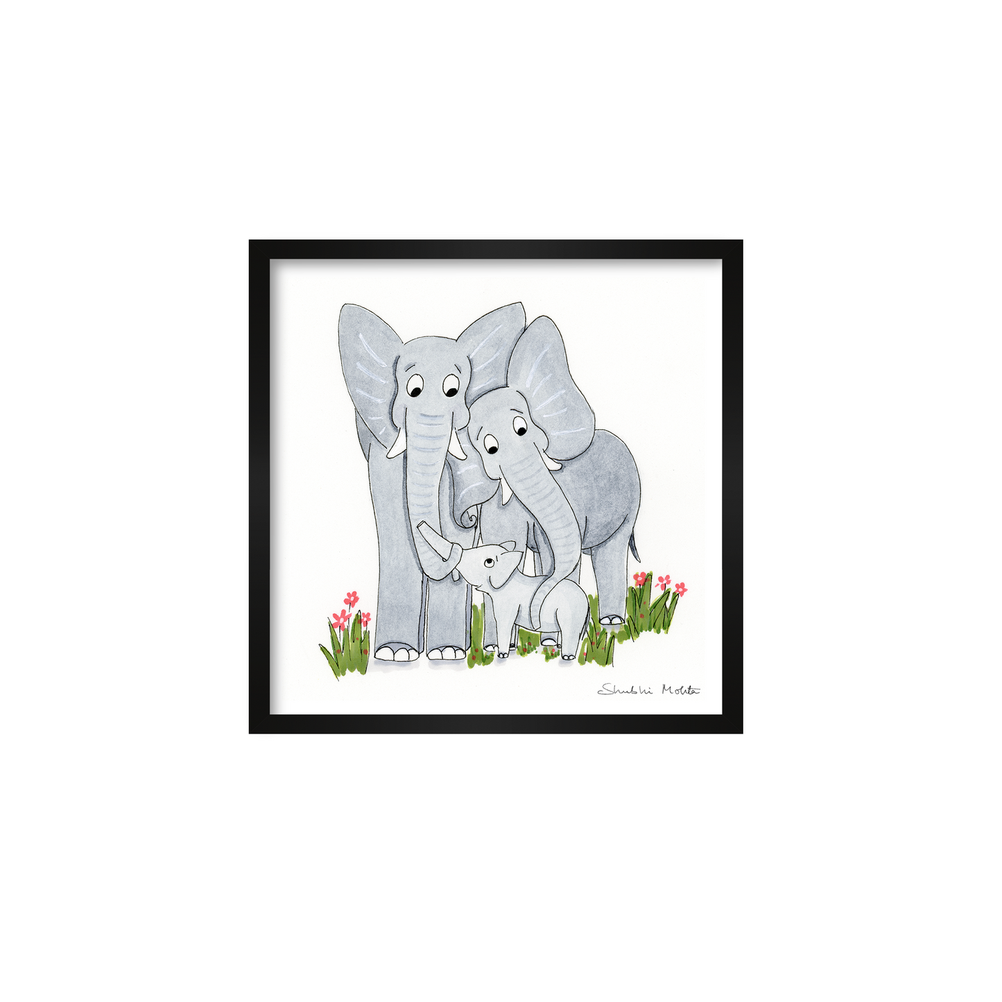 The Elephant Family - Nursery Wall Art Print