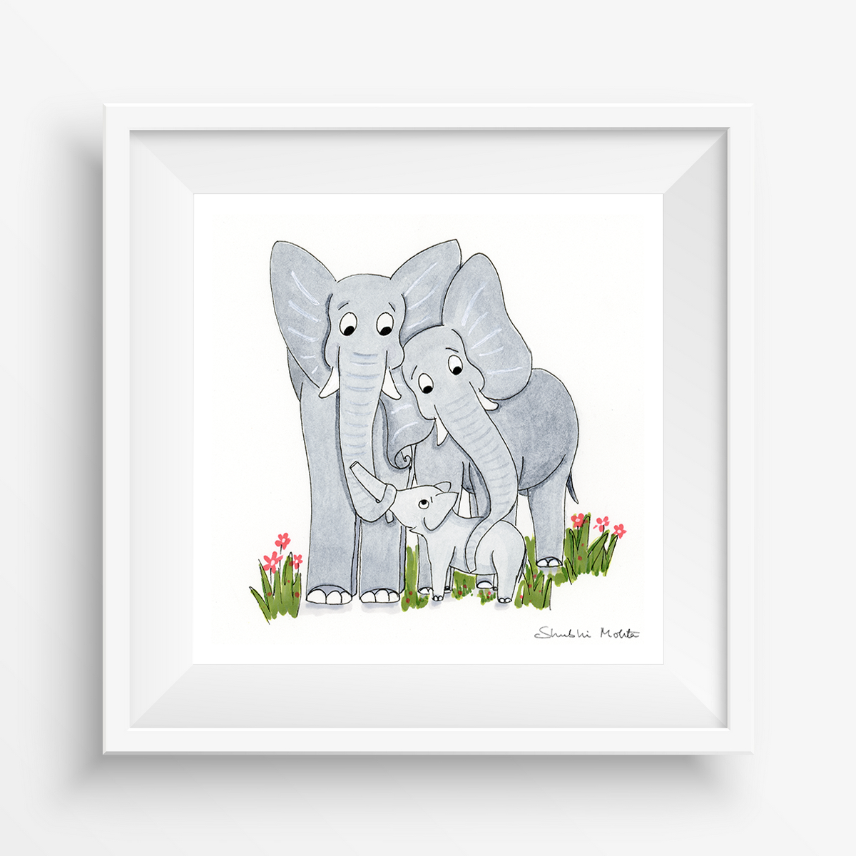 The Elephant Family - Nursery Wall Art Print