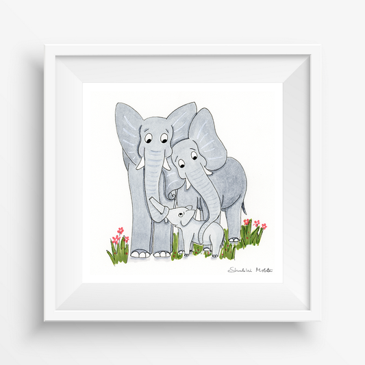 The Elephant Family - Nursery Wall Art Print