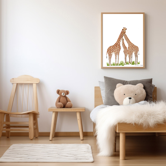The Giraffe Family - Nursery Wall Art Print