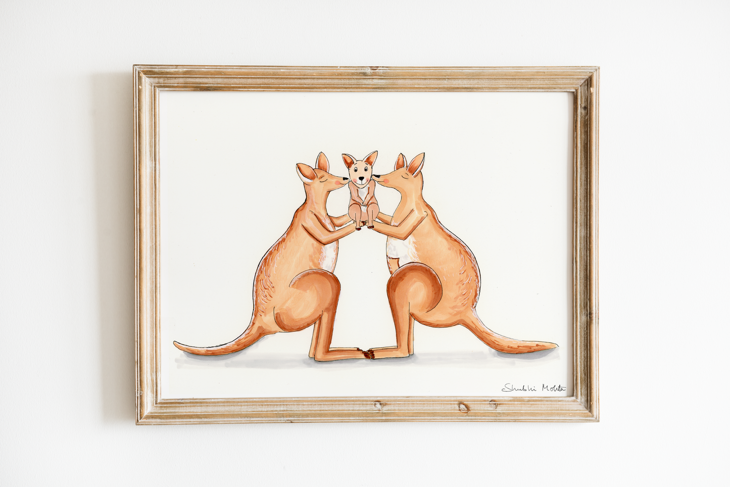 The Kangaroo Family - Nursery Wall Art Print