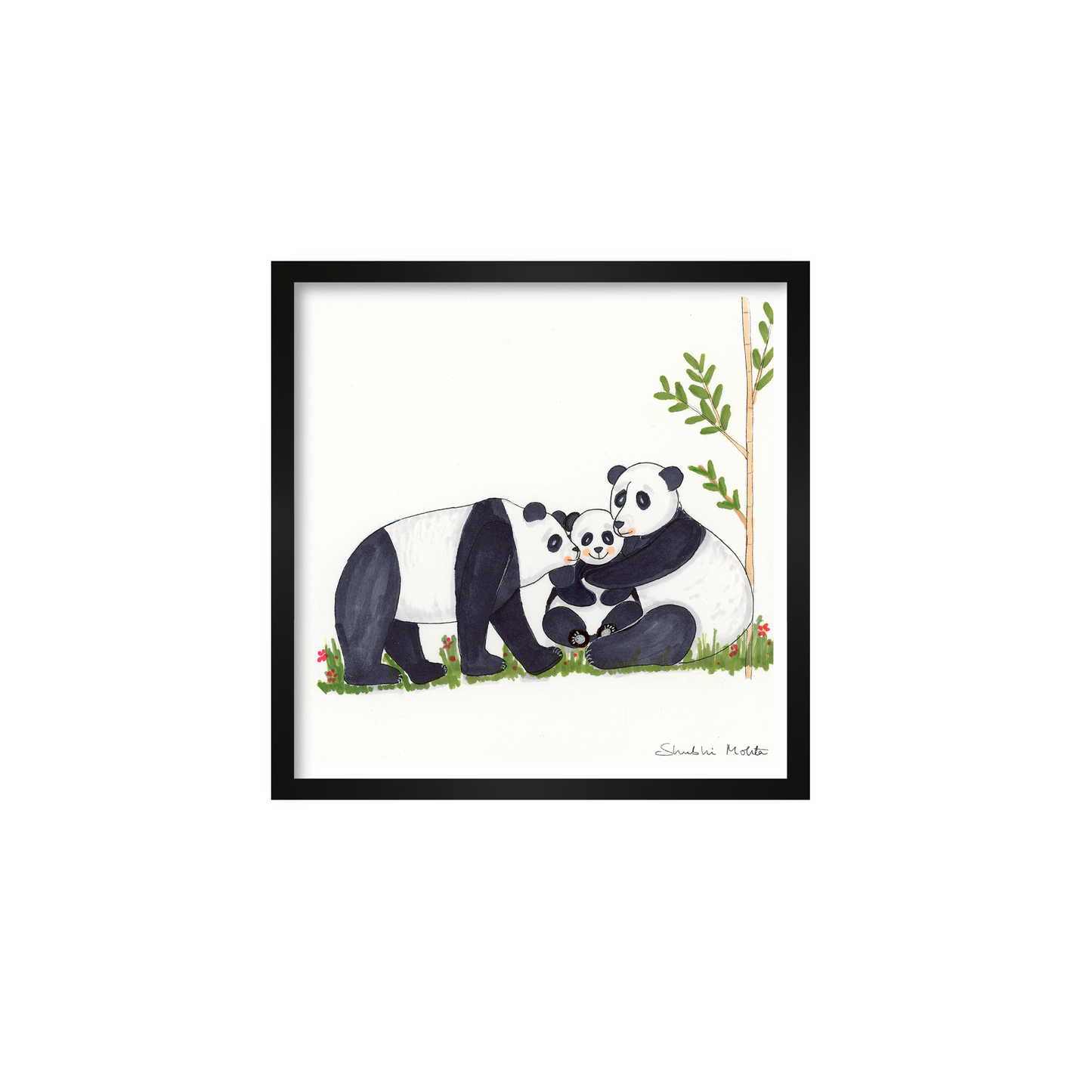 The Panda Family - Nursery Wall Art Print