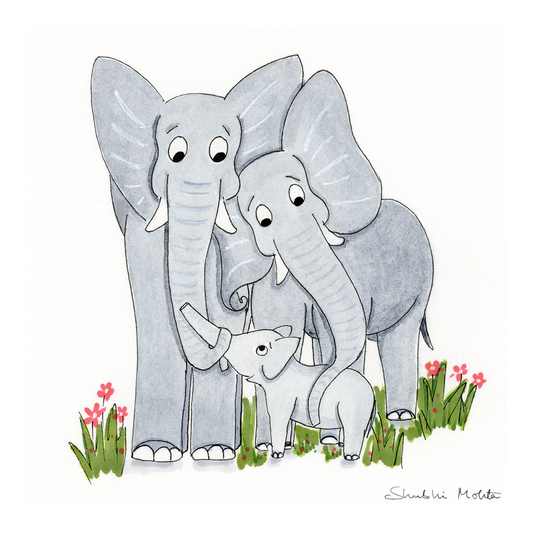 The Elephant Family - Nursery Wall Art Print