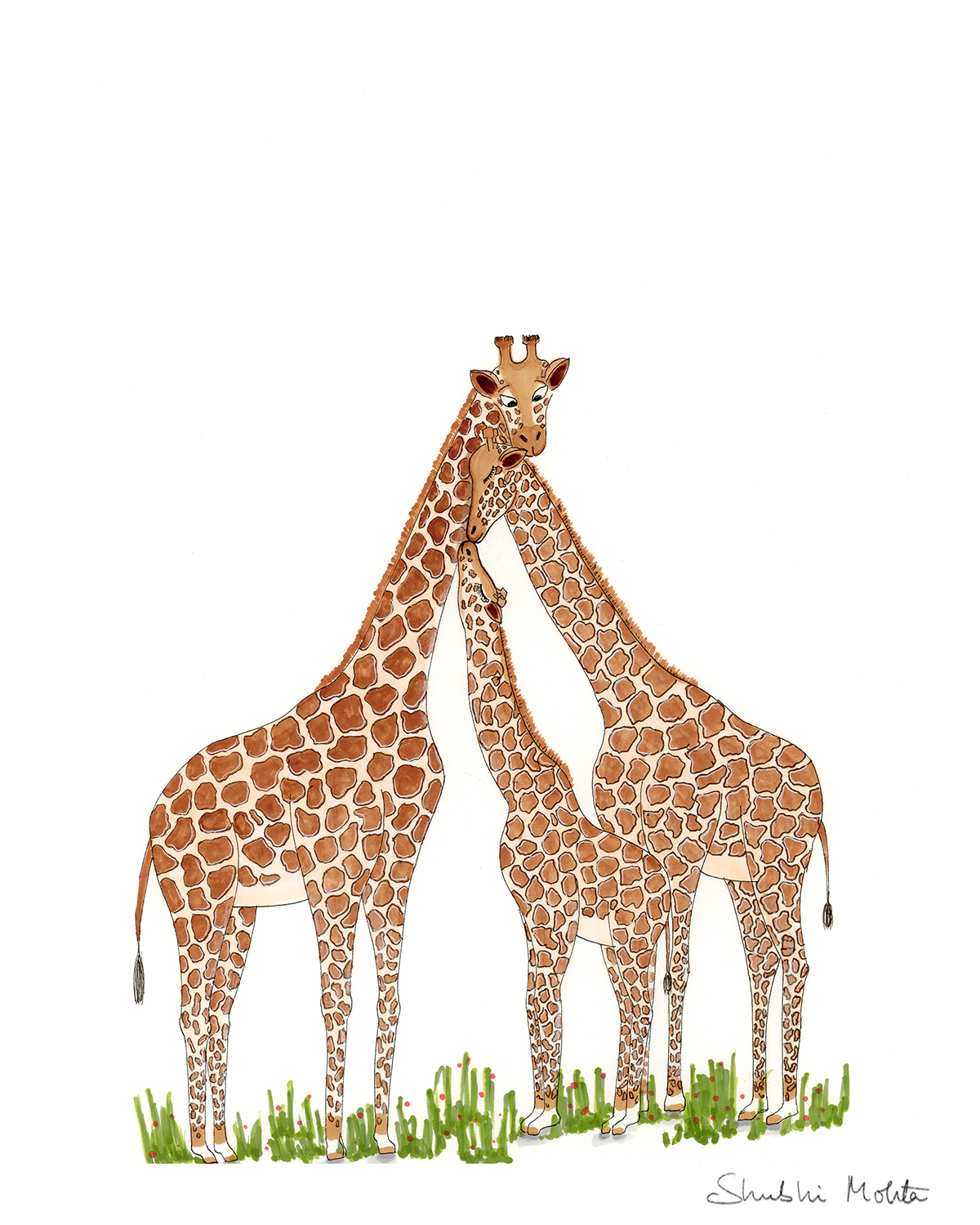 The Giraffe Family - Nursery Wall Art Print