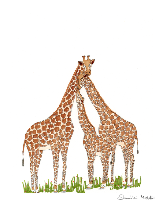 The Giraffe Family - Nursery Wall Art Print