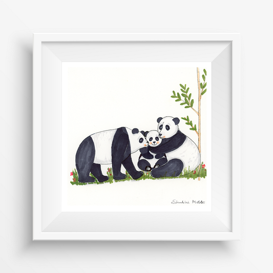 The Panda Family - Nursery Wall Art Print