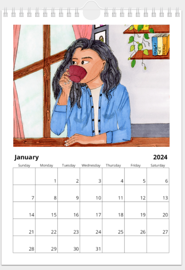 Perfect holiday gift for anyone. Wall calendar with unique art. 